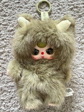 Authentic Baby Three Wa Long Long Olive Green Plush Keychain